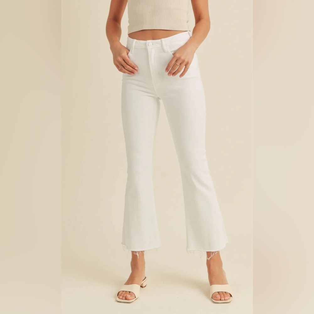 Just Black Denim (JBD) Optic White White Rise Crop Flare